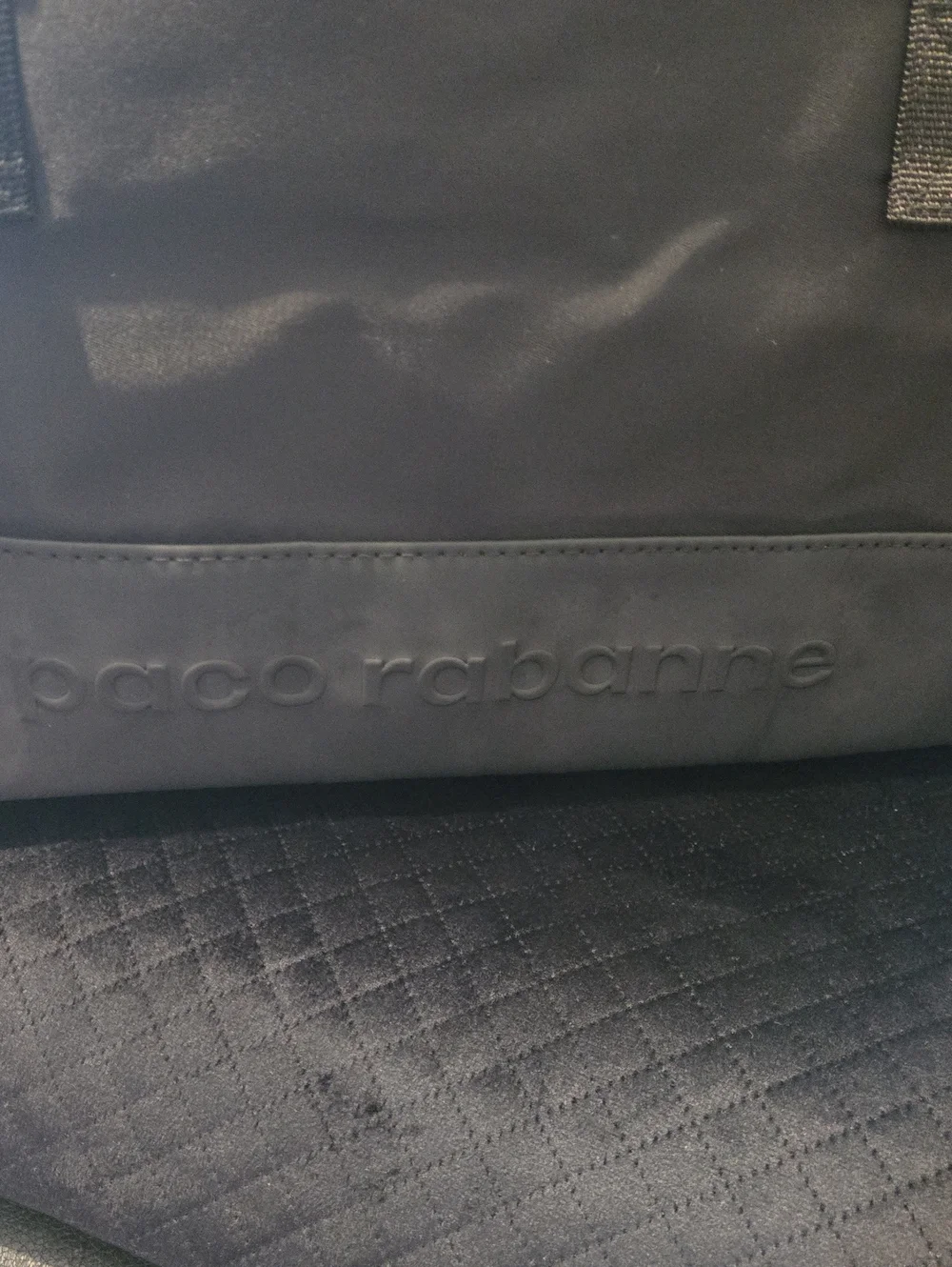 Paco Rabanne Black Nylon Duffel with Web Carry Handles